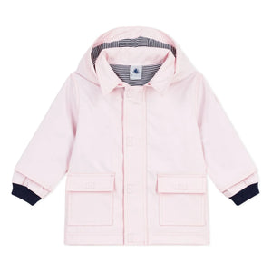 Petit Bateau - Gabardina icónica de fibra reciclada para bebé | Rosa claro