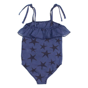 Búho - Estrellas de mar Mayólica Algodón orgánico | Azul marino