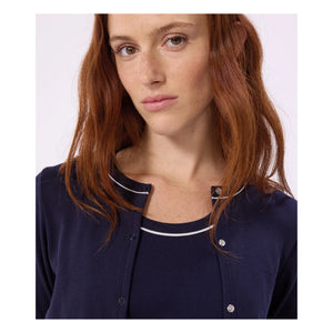 Petit Bateau - Cárdigan de canalé liso | Azul marino