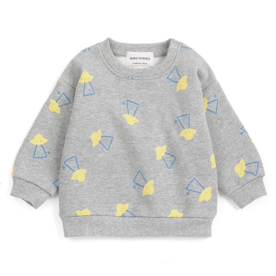 Bobo Choses - Sudadera de cuello redondo de algodón orgánico | Gris jaspeado