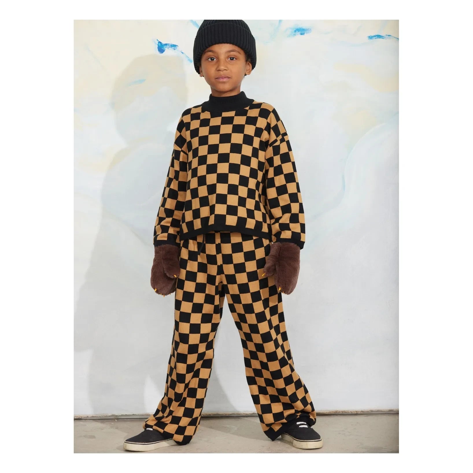 Mini Rodini - Sudadera damero de algodón orgánico | Marrón