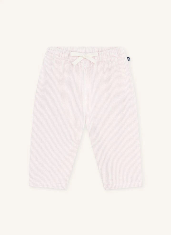 Petit Bateau - Pantalón de bebé de terciopelo de algodón orgánico | Rosa claro