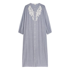 Louise Misha - Vestido de Algodón Orgánico a Rayas Flavie | Azul