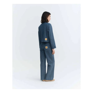 Thinking Mu - Astrid Chaqueta de Algodón Orgánico a Rayas | Gris azulado