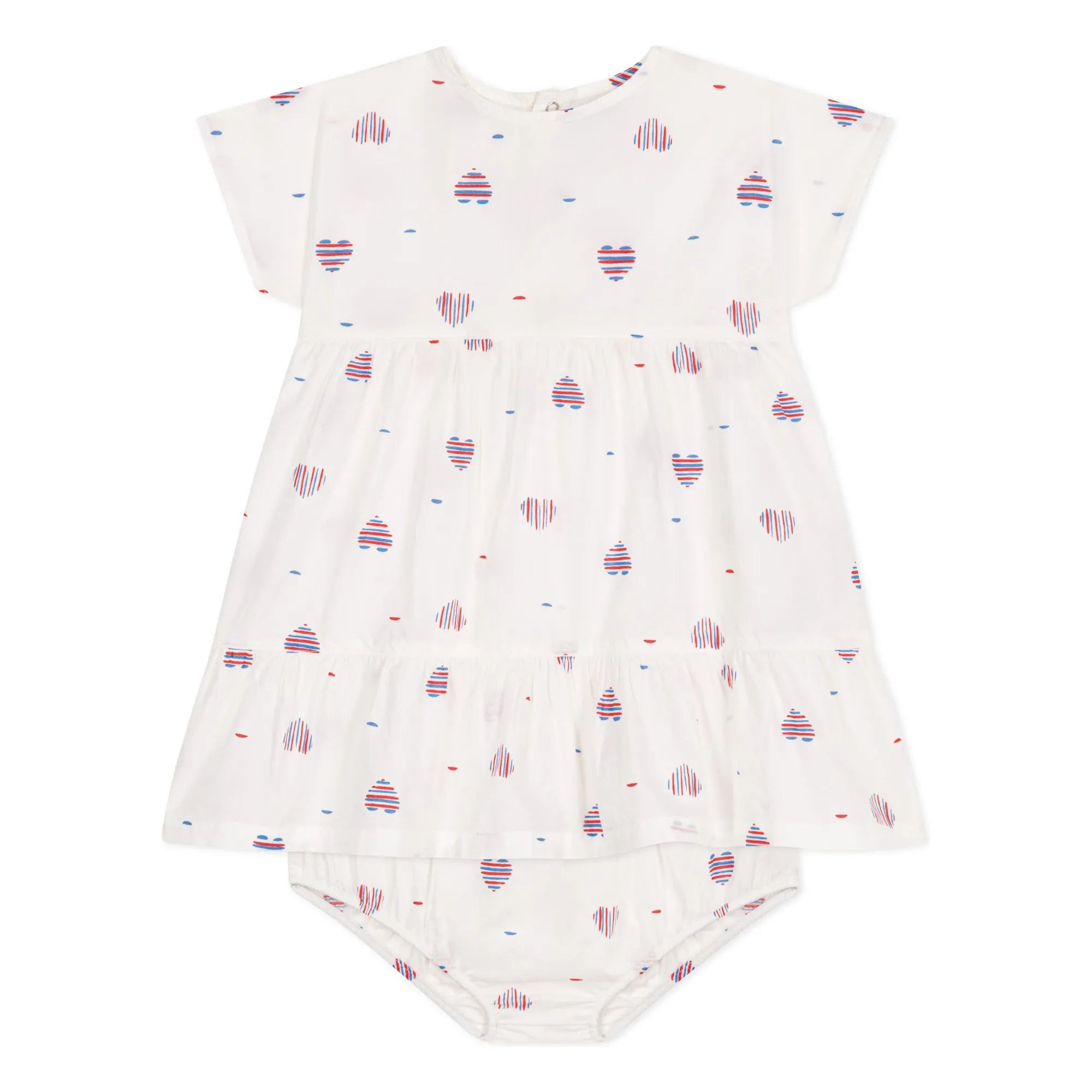 Petit Bateau - Conjunto de vestido y pelele de algodón orgánico Barka | Crema