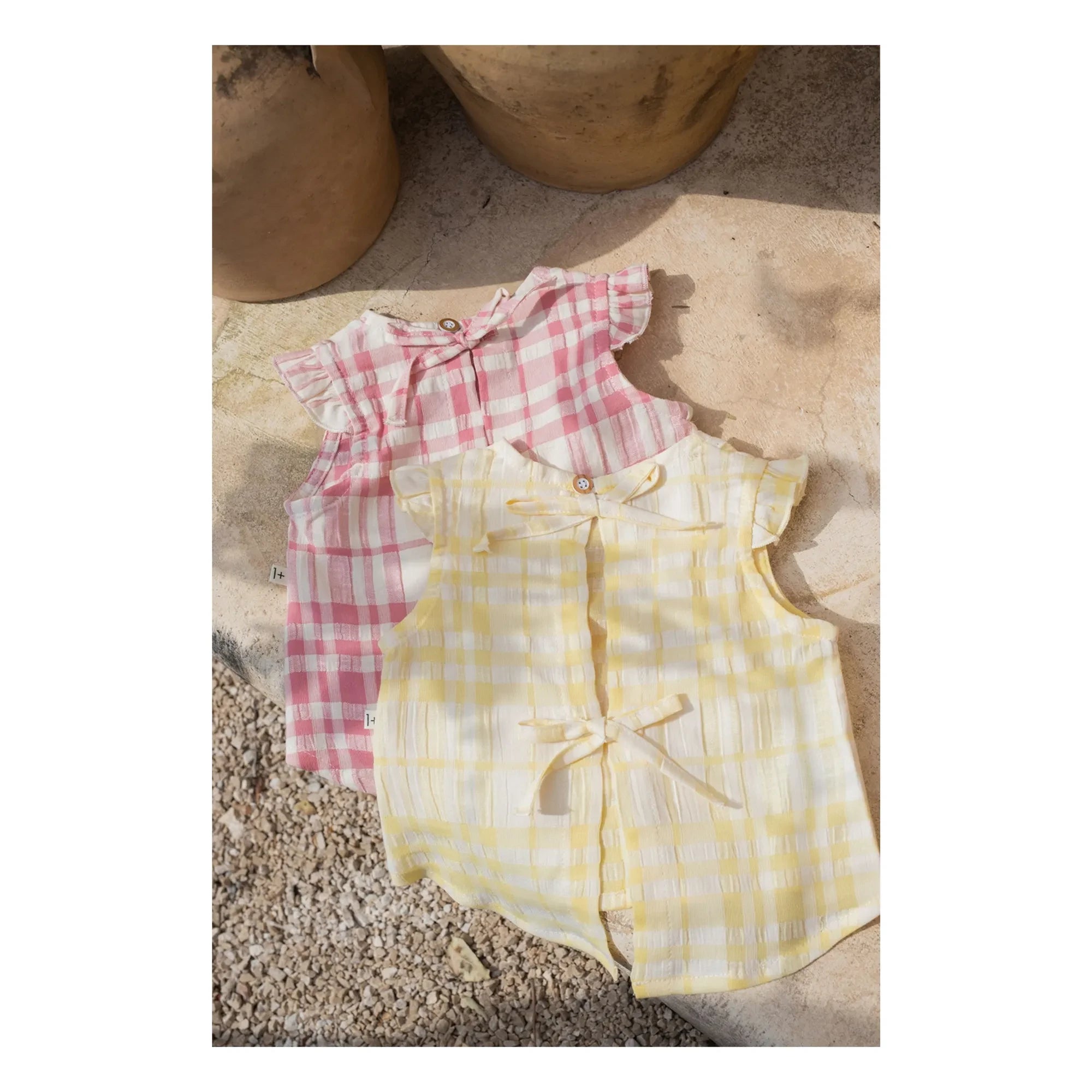 1+ en la familia - Blusa de lino a cuadros Ferrosa | Amarillo