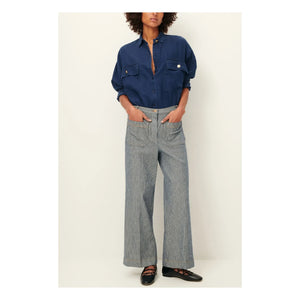 Sessùn - Pantalones de algodón Aldricks | Azul grisáceo