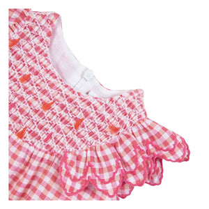 Tartine et Chocolat - Vestido de guinga con encaje | Rosa