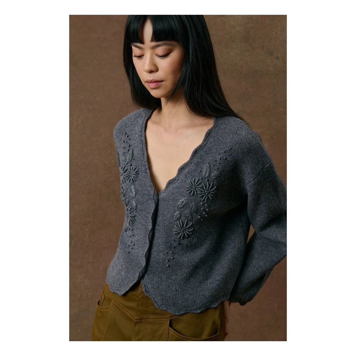 Louise Misha - Cárdigan de Lana Iochka | Gris