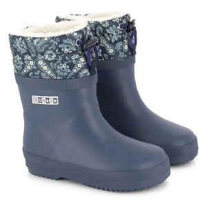 Bonton - Botas de agua de piel de oveja | Azul marino