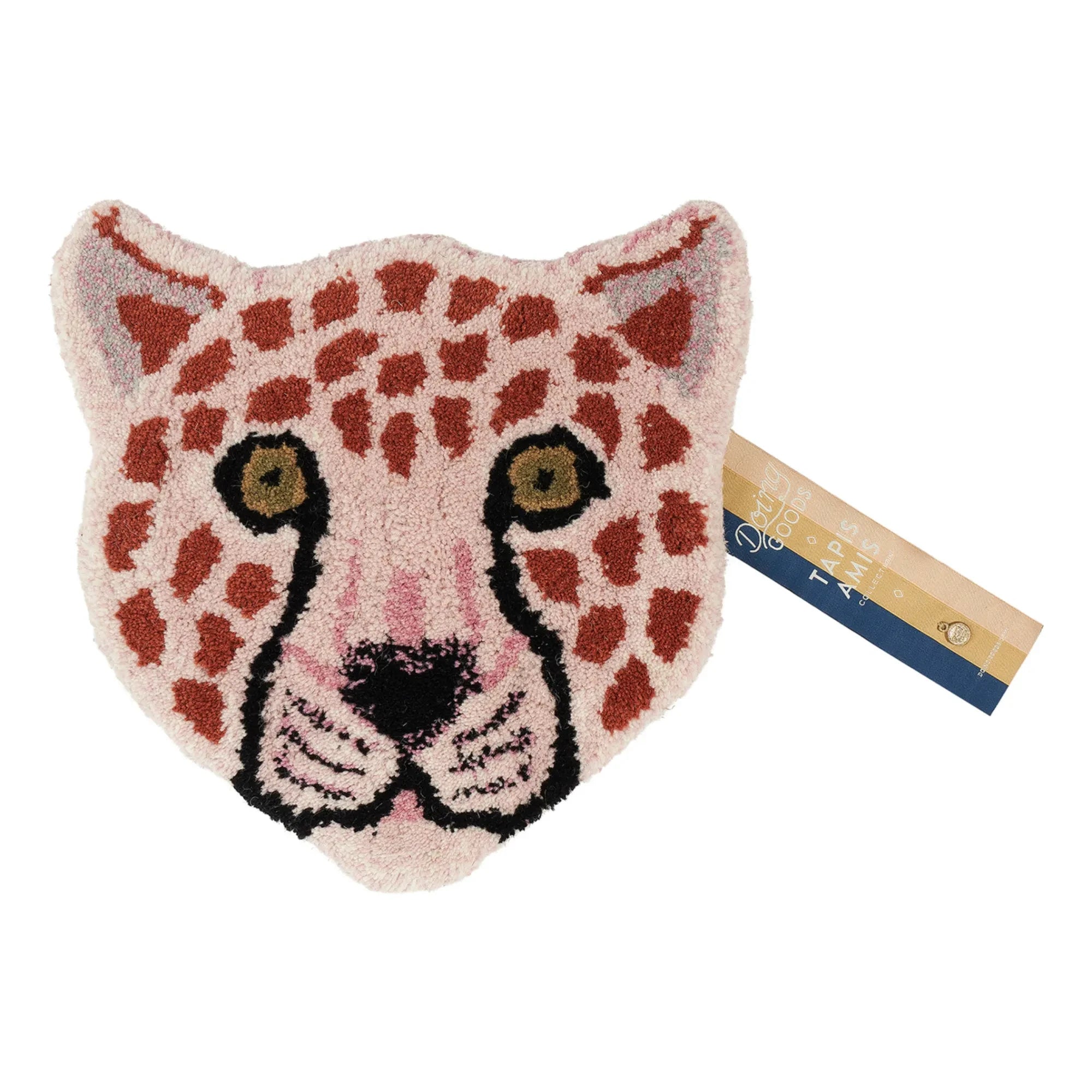 Doing Goods - Alfombra de lana con cabeza de leopardo rosa | Rosa