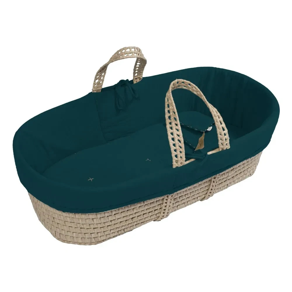Número 74 - Ropa de cama de algodón orgánico para Moisés | Teal Blue S022