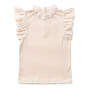 Soor Ploom - Camiseta de algodón orgánico con calados Pointelle | Rosa beige