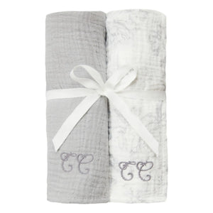 Tartine et Chocolat - Pañales de tela Toile de Jouy - Set de 2 | Gris