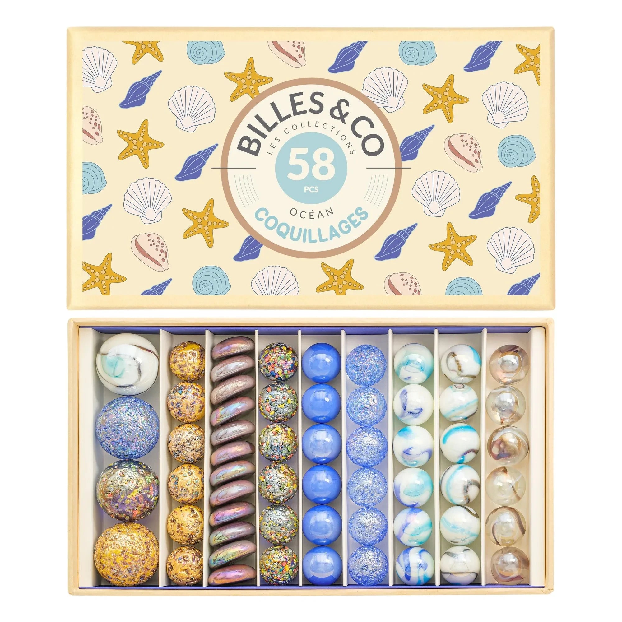 Billes & Co - Juego de 58 bolas de concha