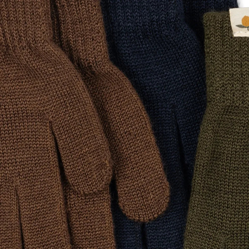 Konges Sløjd - Set de 3 pares de guantes Filla de lana | Marrón