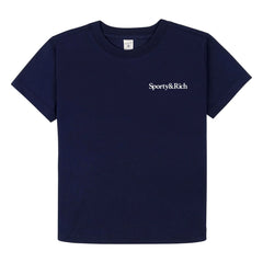 Sporty & Rich - Camiseta de tenis de algodón reciclado | Azul marino