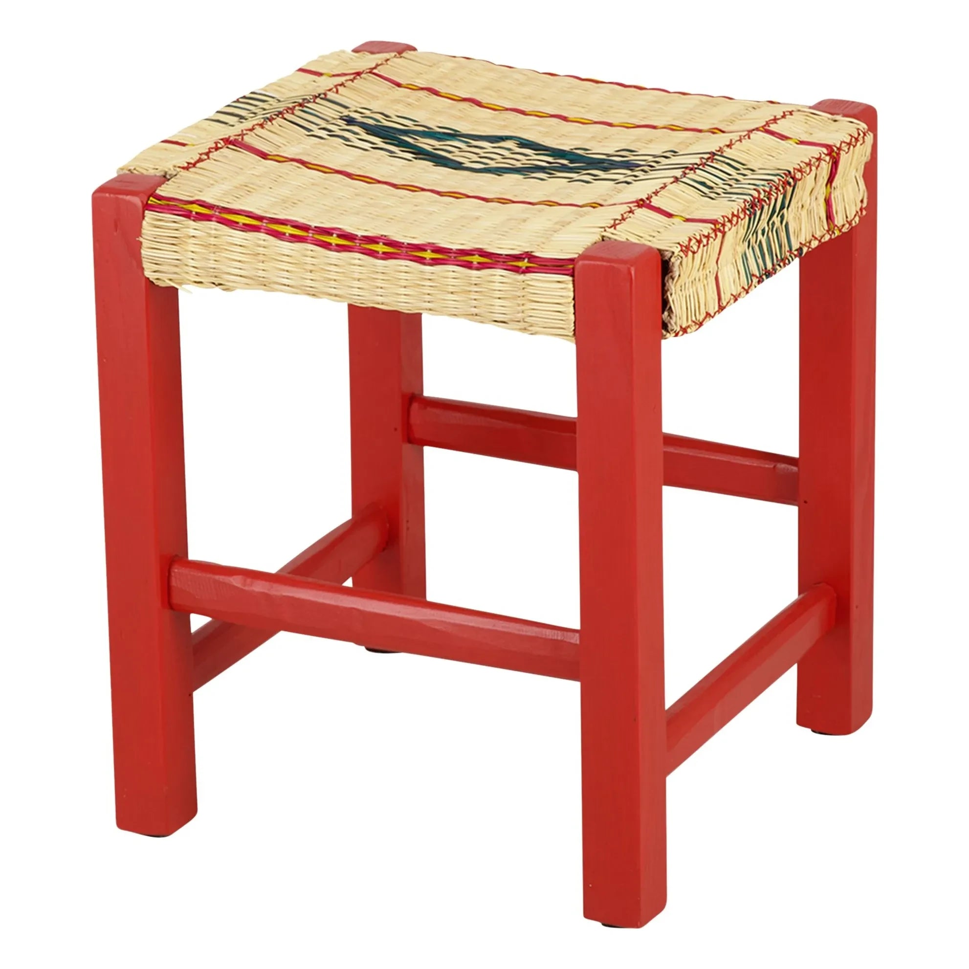 House of Capricorn - Taburete de Mimbre Trenzado Coruche | Rojo