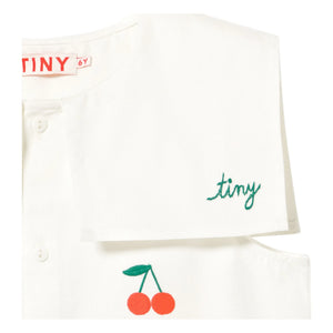 Tinycottons - Vestido con cuello de cerezas | Blanco