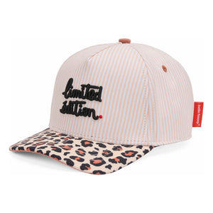 Hello Hossy - Gorra con visera curva de algodón orgánico con estampado de leopardo | Crema