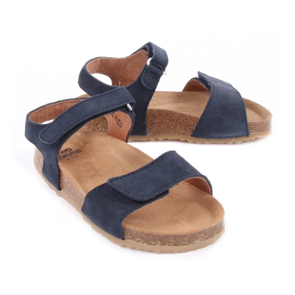 Pèpè - TWO CON ME Sandalias de Ante con Doble Tira Adherente | Azul Marino