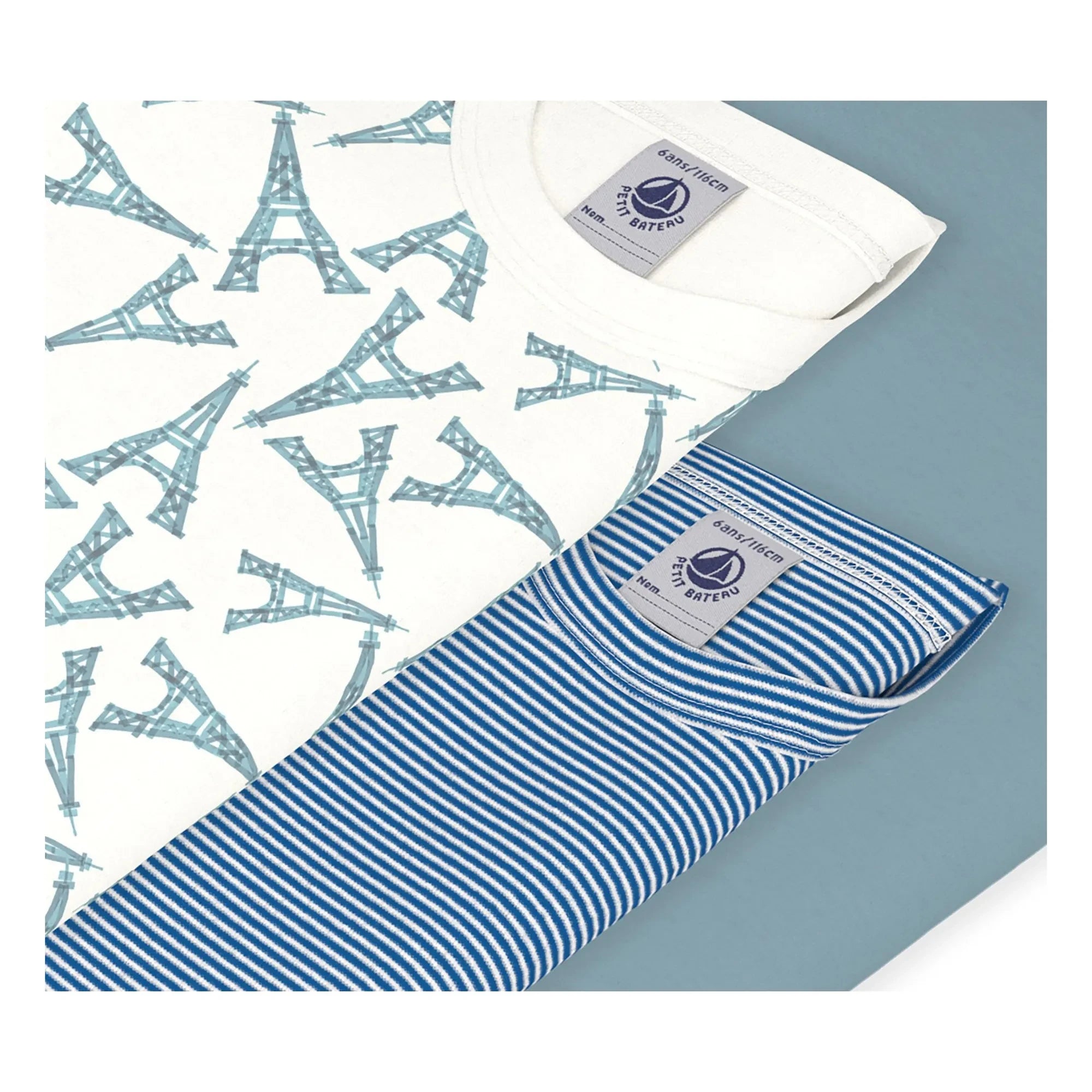 Petit Bateau - Conjunto de 3 camisetas Torre Eiffel | Verde