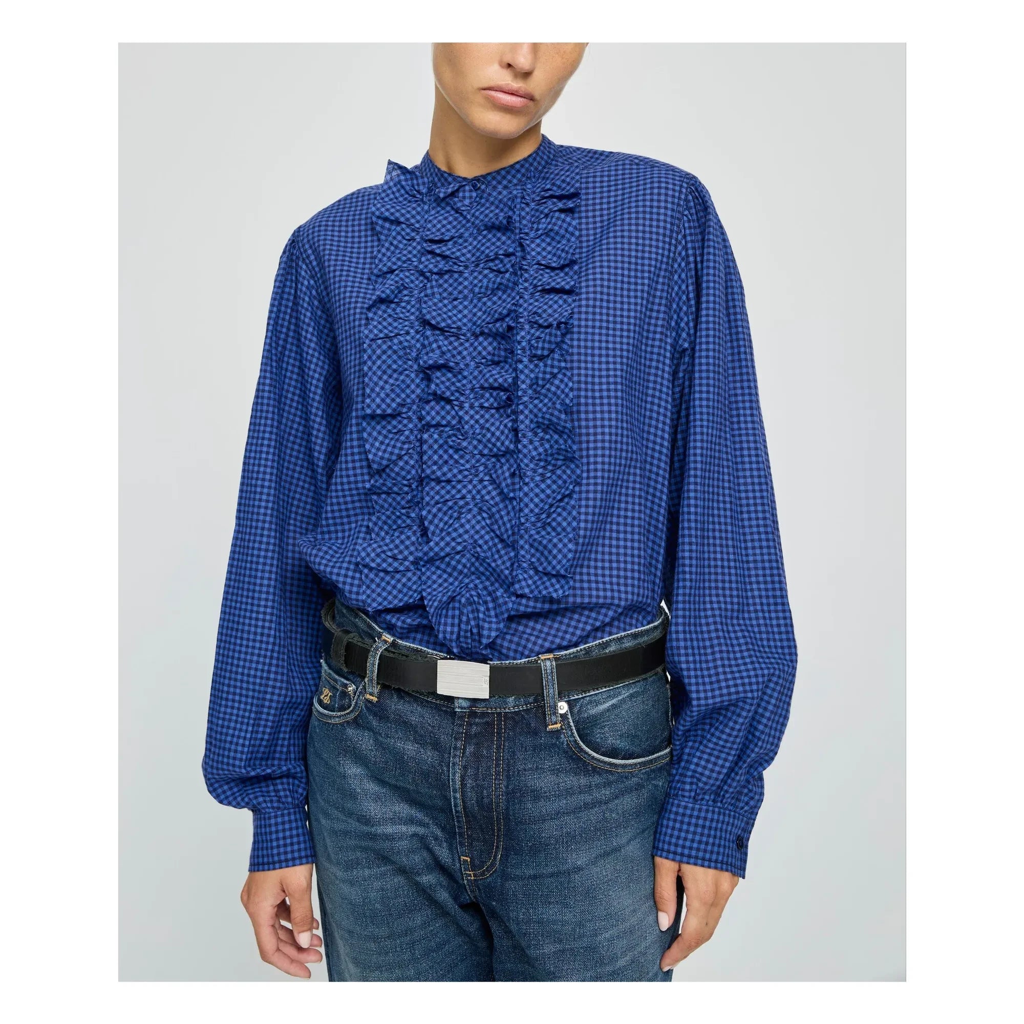 Laurence Bras - Blusa de Cuadros Gingham de Algodón Magrita | Azul