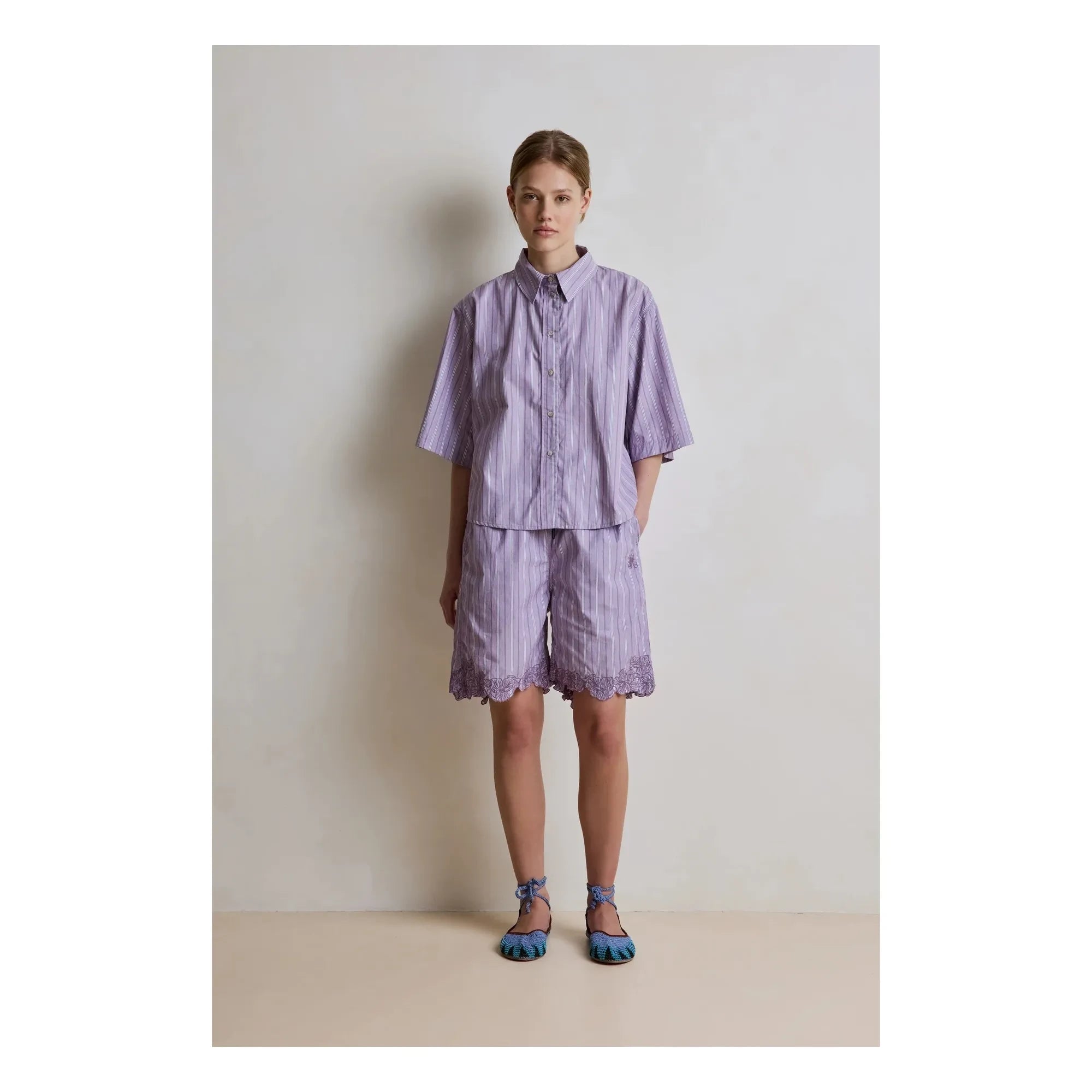 Hod - Camisa de rayas de algodón Selena | Lila