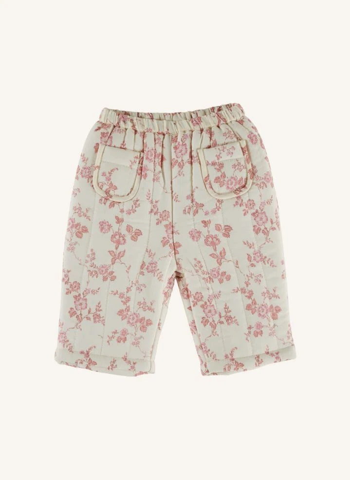 Emile et Ida - Pantalón acolchado con estampado de flores de algodón orgánico | Crudo