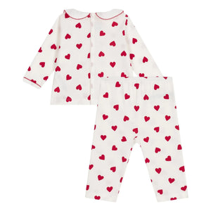 Petit Bateau - Pijama de algodón orgánico con cuello de corazón | Blanco