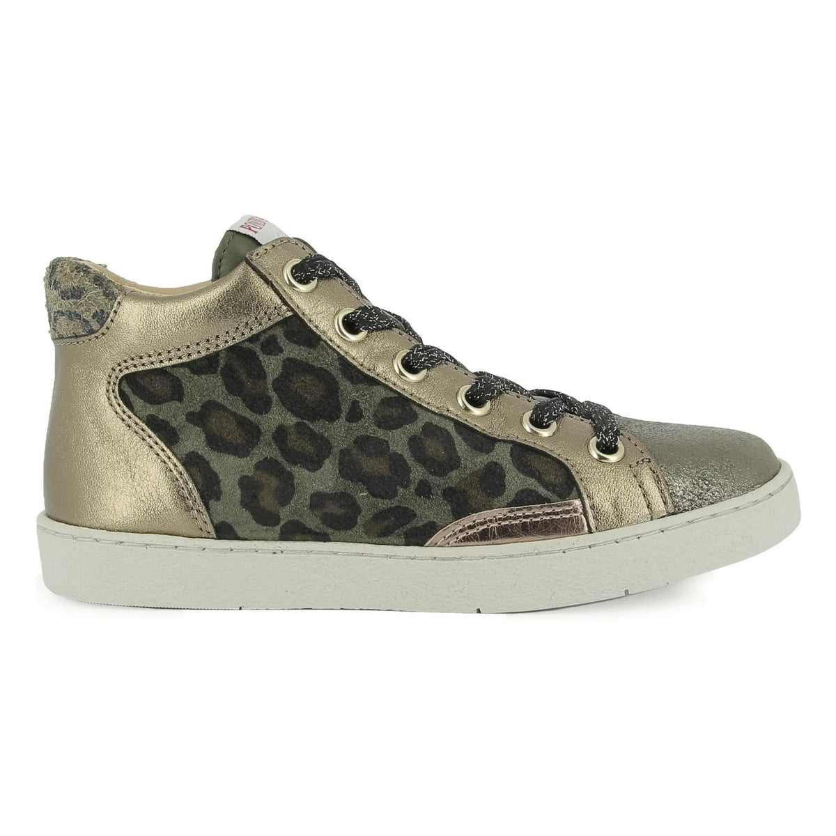 Pom d'Api - Zapatilla deportiva de encaje con estampado de leopardo Top Touch | Oro