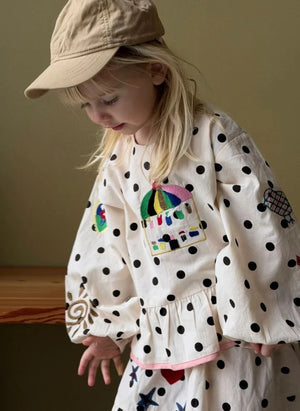 SISSEL EDELBO - Blusa Diana Pois Algodón Orgánico - Colección Infantil | Crema