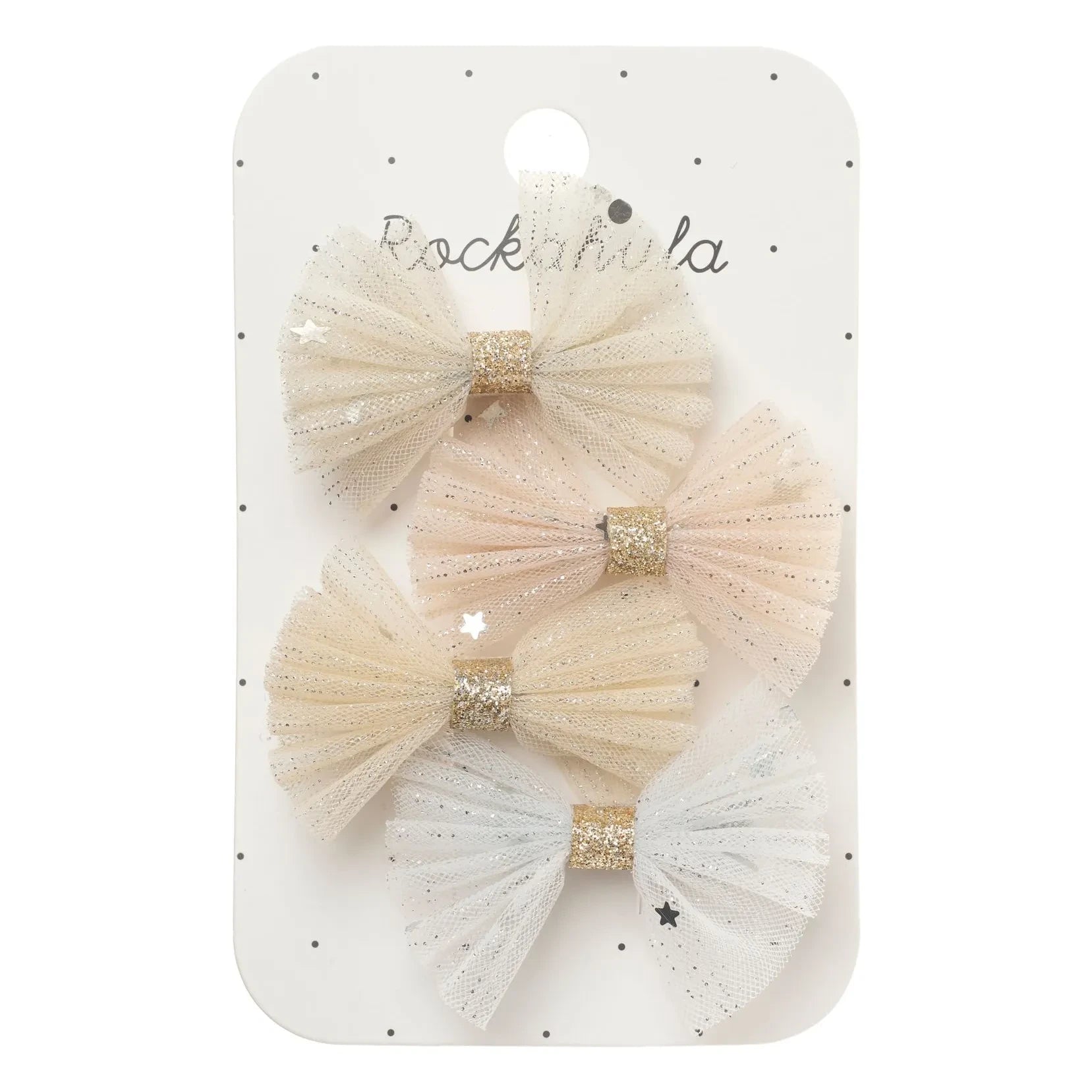 Rockahula Kids - Set de 4 Pasadores de Lazo de Tul Brillante Mini | Rosa