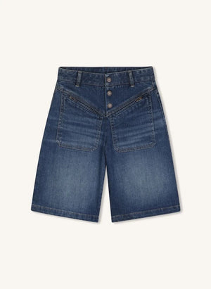 Chloé - Pantalones cortos de algodón orgánico con bolsillos de jean | Azul