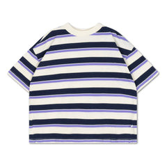 Repose AMS - Camiseta de algodón orgánico a rayas holgada | Crema