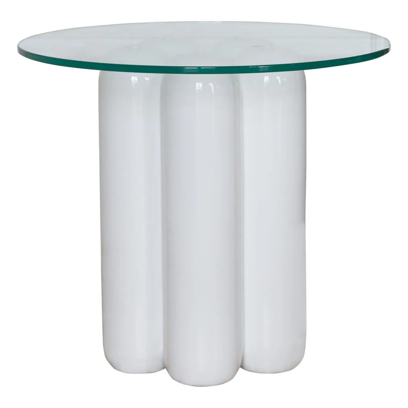 Cosin - Mesa auxiliar con tapa de cristal | Blanco