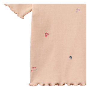 Wheat - Alicia Camiseta de Canalé Algodón Orgánico Flores | Melocotón