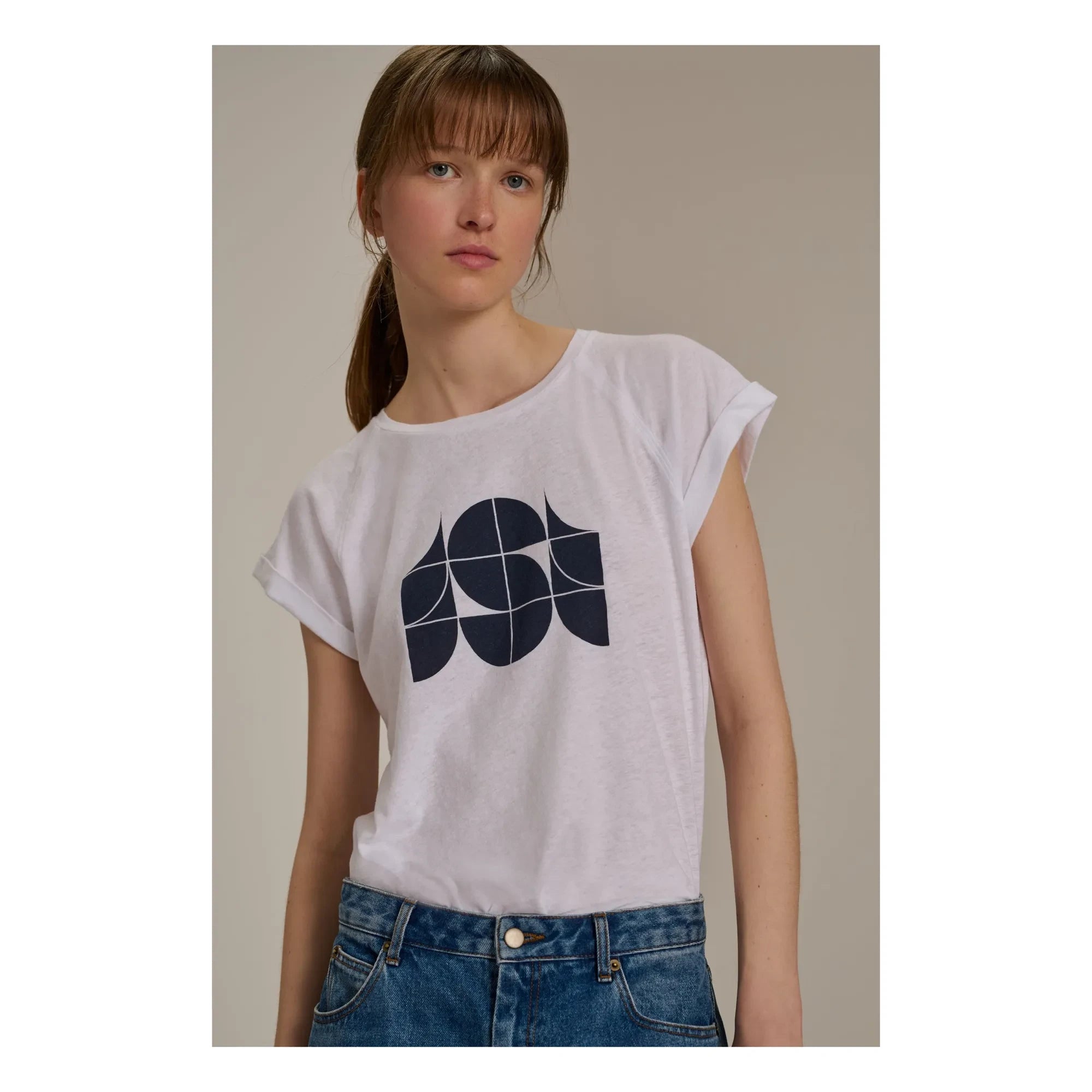 Soeur - Camiseta de algodón orgánico y lino Valentina | Blanco