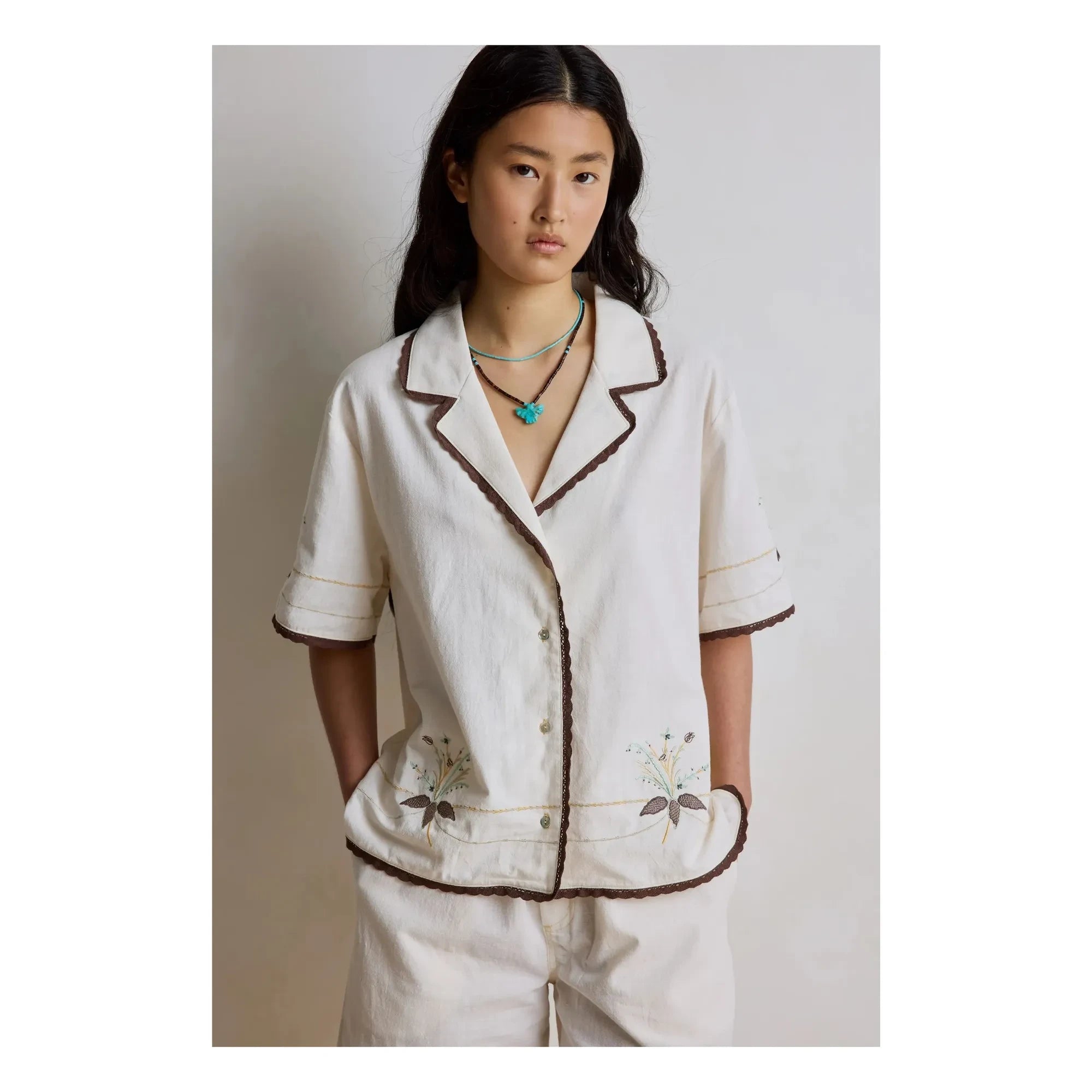 Hod - Camisa capri de algodón | Crema