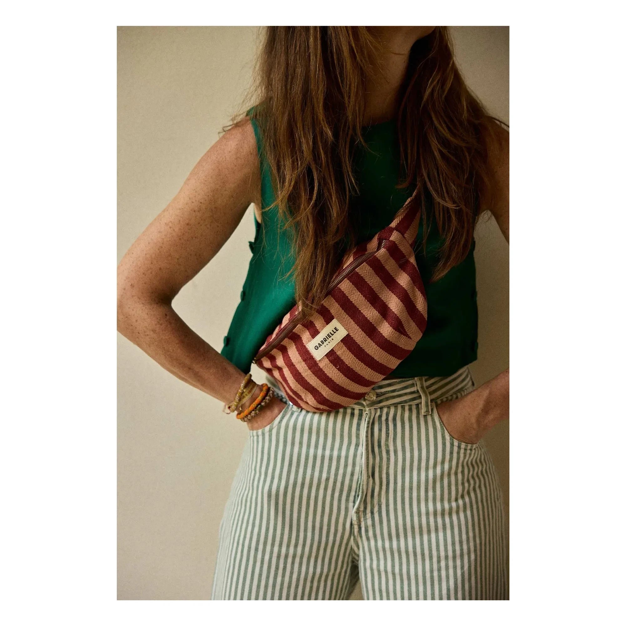 Gabrielle Paris - Neceser de rayas Garance | Rojo