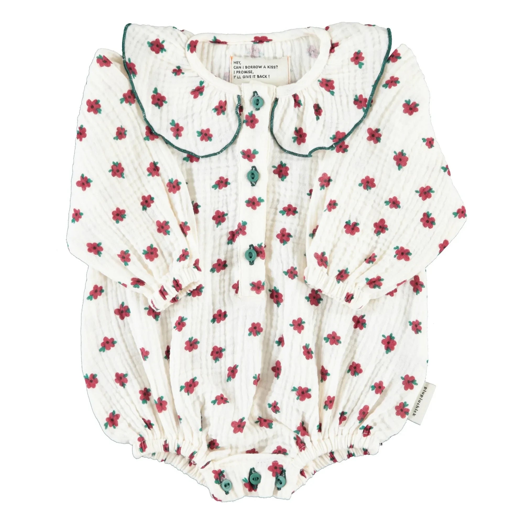 Piupiuchick - Pelele de Algodón Orgánico con Estampado Floral | Crudo