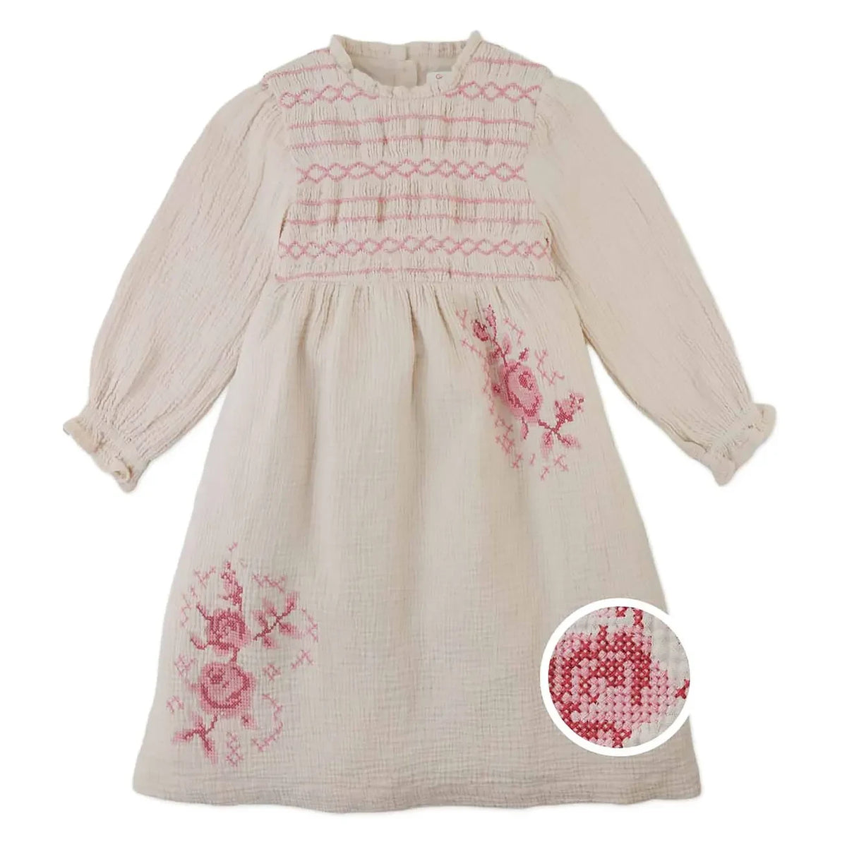 Gingersnaps - Vestido bordado Emmaline Gasa de algodón | Beige