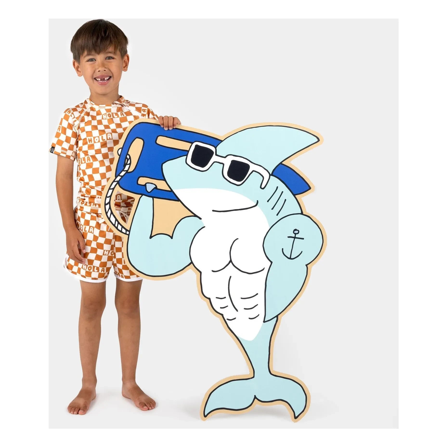 Beach & Bandits - Bañador short de microfibra reciclada con protección UV y diseño de tartán Hola | Rojo