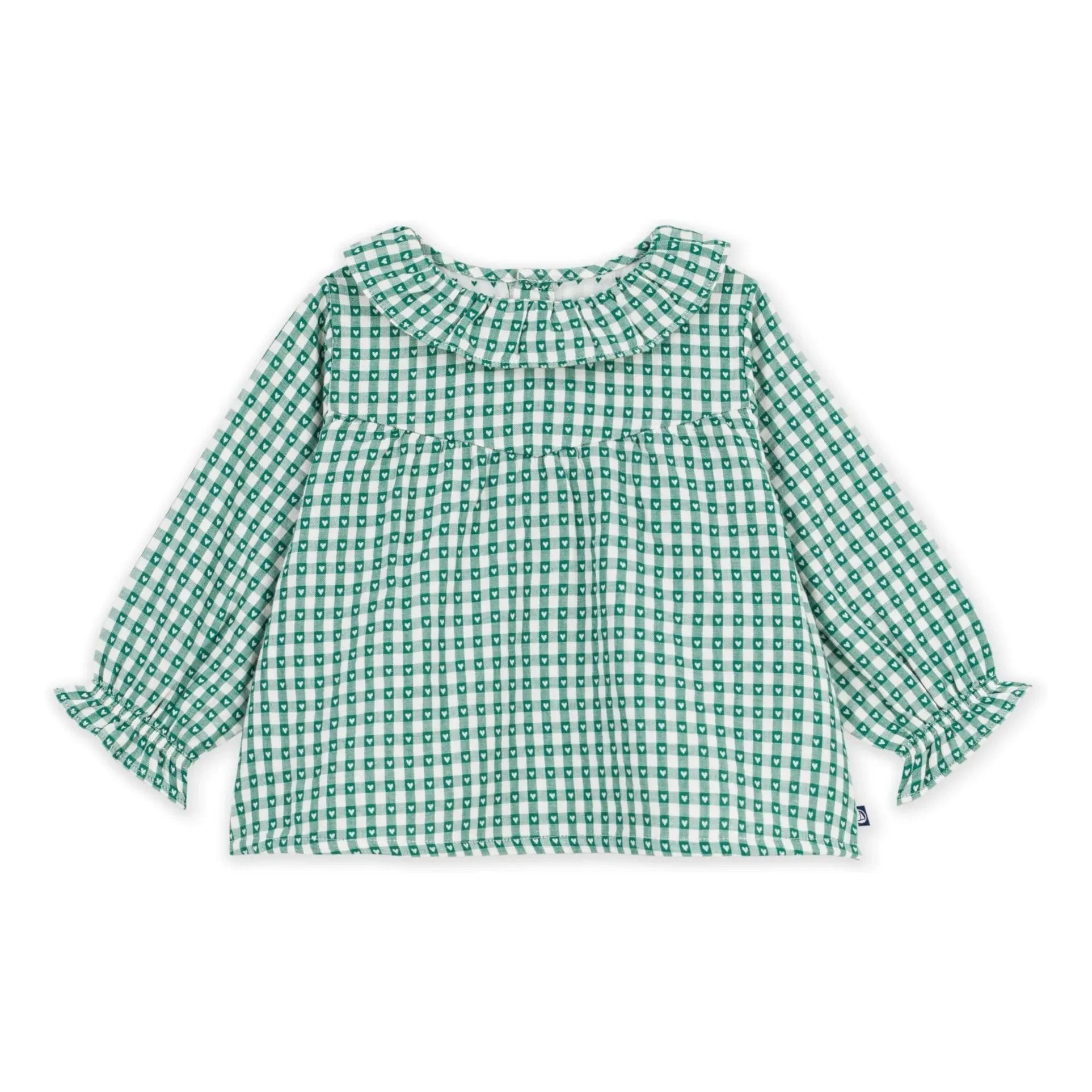 Petit Bateau - Blusa de algodón orgánico Vichy | Verde