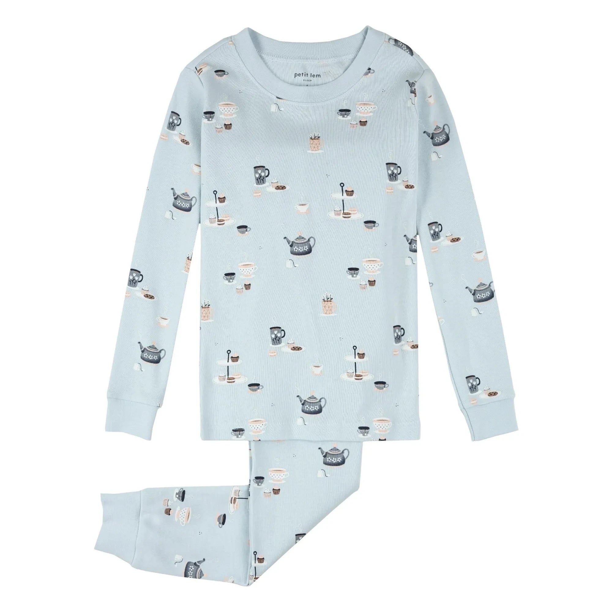 Petit Lem - Pijama para fiesta de té de algodón orgánico | Azul claro