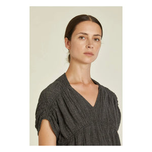 Black Crane - Gem Linen Dress | Gris pizarra oscuro