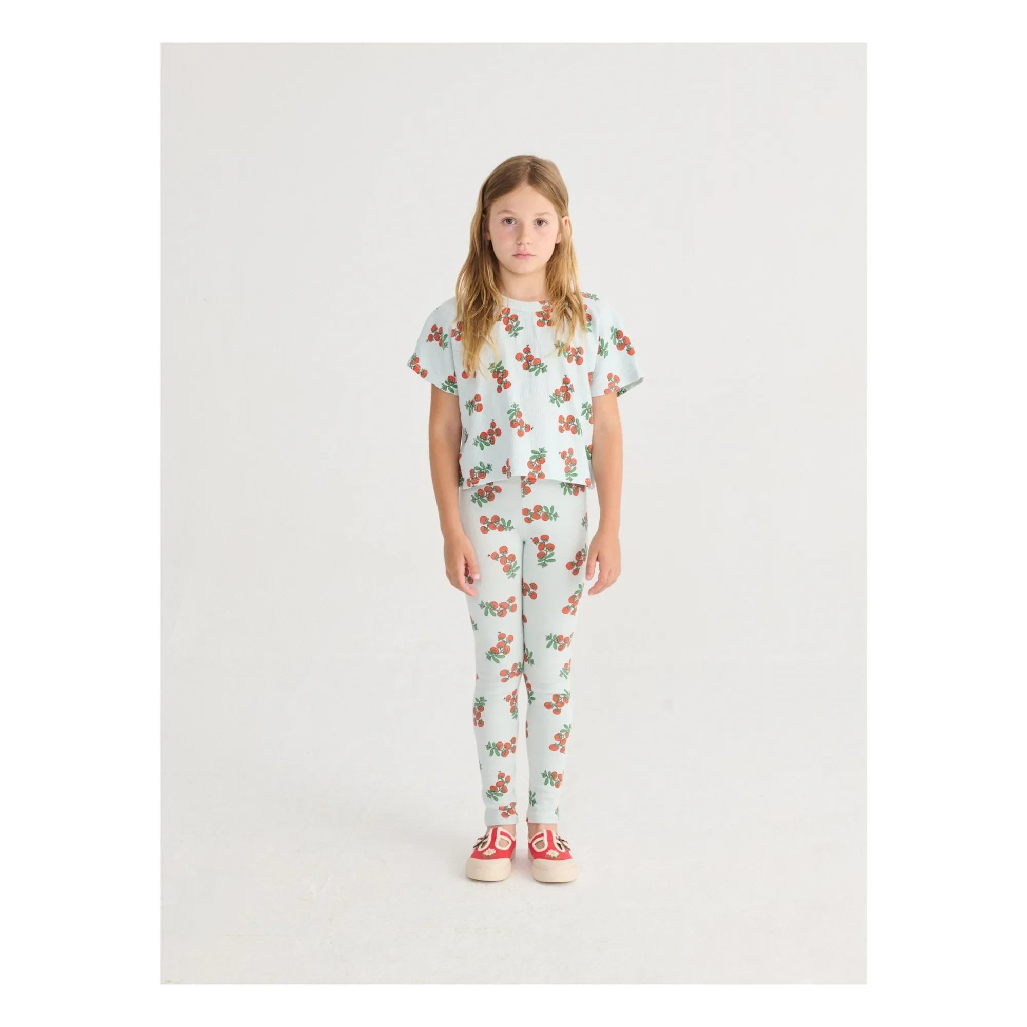 Bobo Choses - Camiseta Crop de Algodón Orgánico Tomate | Azul claro