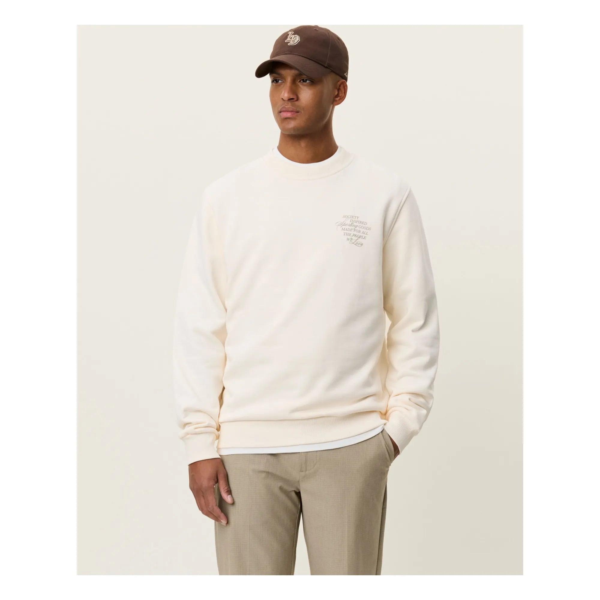 Les Deux - Sudadera de cuello redondo de algodón Faience | Crema