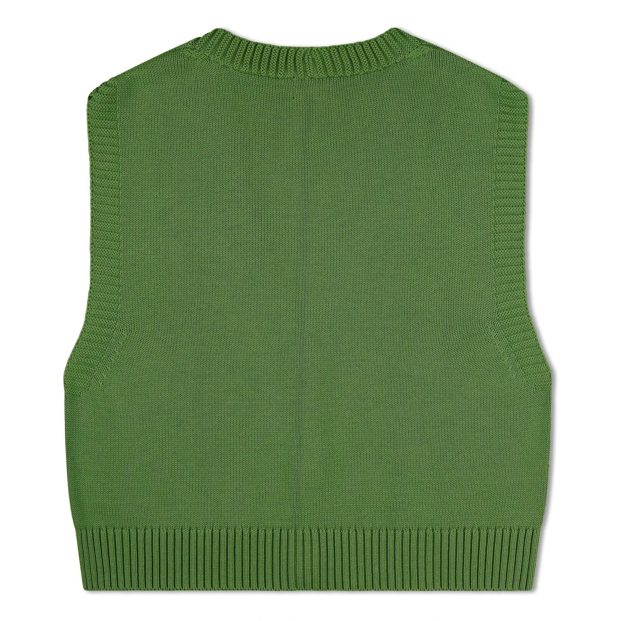 Matona - Cardigan sin mangas de algodón orgánico con corte cuadrado | Verde