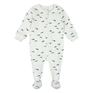 Petit Lem - Pijama de algodón orgánico acanalado con pie de pez | Beige